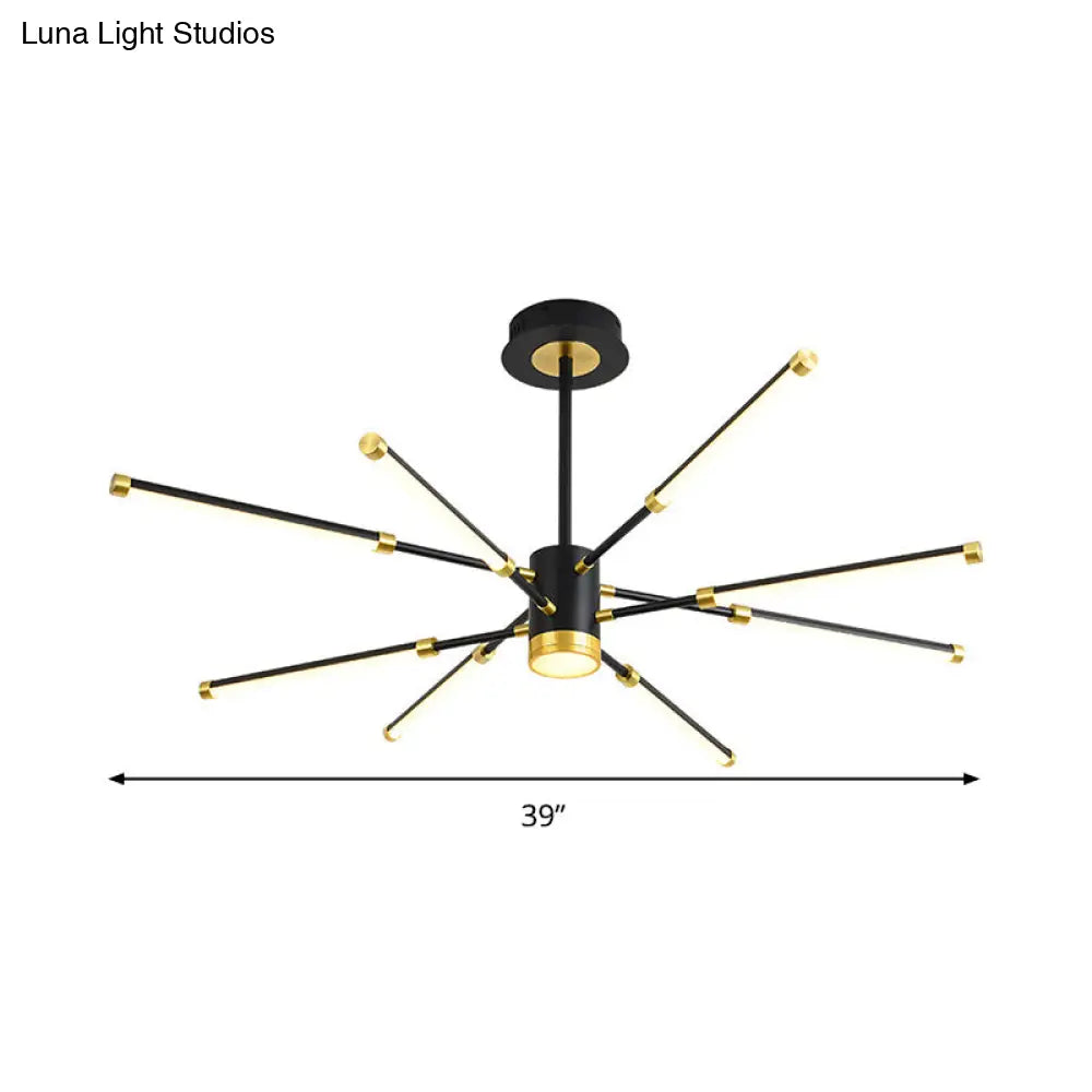 Lámpara de techo colgante moderna Sputnik - Metal, acabado negro, 6/8 luces - Luz de suspensión cálida/blanca
