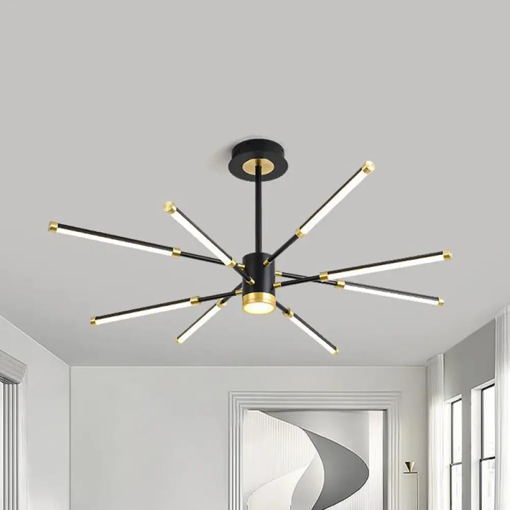 Lámpara de techo colgante moderna Sputnik - Metal, acabado negro, 6/8 luces - Luz de suspensión cálida/blanca