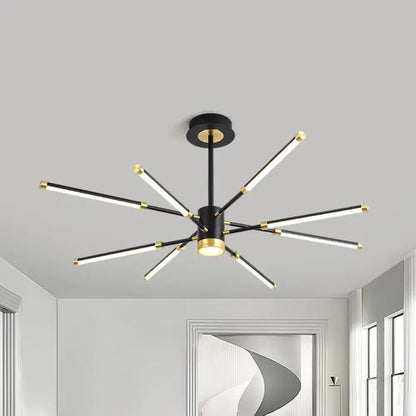 Lámpara de techo colgante moderna Sputnik - Metal, acabado negro, 6/8 luces - Luz de suspensión cálida/blanca