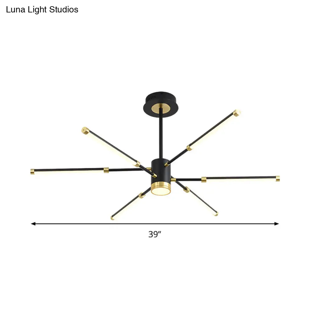 Lámpara de techo colgante moderna Sputnik - Metal, acabado negro, 6/8 luces - Luz de suspensión cálida/blanca