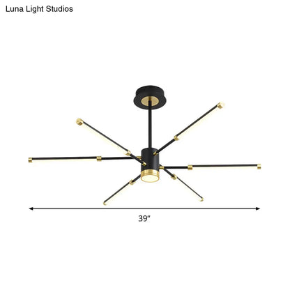 Lámpara de techo colgante moderna Sputnik - Metal, acabado negro, 6/8 luces - Luz de suspensión cálida/blanca