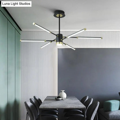 Lámpara de techo colgante moderna Sputnik - Metal, acabado negro, 6/8 luces - Luz de suspensión cálida/blanca