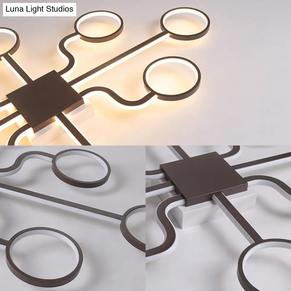 DecorBites™ DecorBites™ Sputnik Nordic Iron Ceiling Flush-Mount Light with Ring Shade - 4/6/8 Head Options, Black