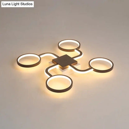 DecorBites™ DecorBites™ Sputnik Nordic Iron Ceiling Flush-Mount Light with Ring Shade - 4/6/8 Head Options, Black