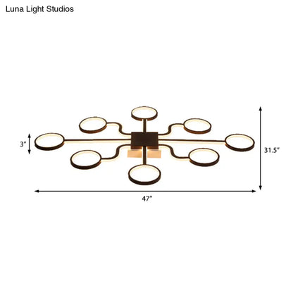 DecorBites™ DecorBites™ Sputnik Nordic Iron Ceiling Flush-Mount Light with Ring Shade - 4/6/8 Head Options, Black