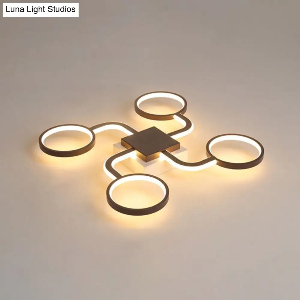 DecorBites™ DecorBites™ Sputnik Nordic Iron Ceiling Flush-Mount Light with Ring Shade - 4/6/8 Head Options, Black