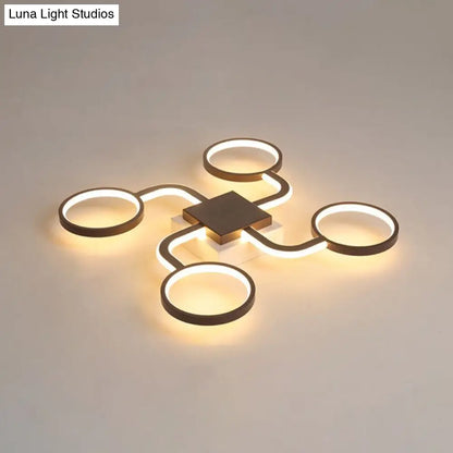 DecorBites™ DecorBites™ Sputnik Nordic Iron Ceiling Flush-Mount Light with Ring Shade - 4/6/8 Head Options, Black