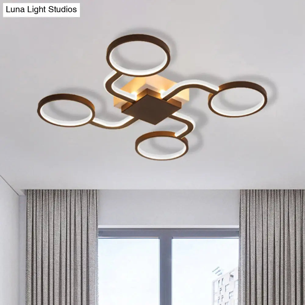 DecorBites™ DecorBites™ Sputnik Nordic Iron Ceiling Flush-Mount Light with Ring Shade - 4/6/8 Head Options, Black