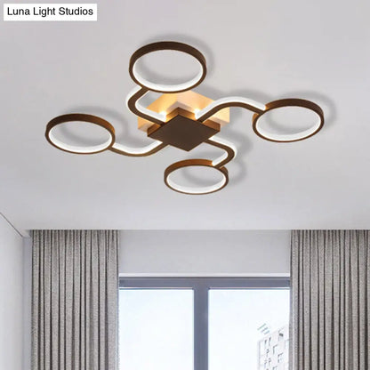 DecorBites™ DecorBites™ Sputnik Nordic Iron Ceiling Flush-Mount Light with Ring Shade - 4/6/8 Head Options, Black