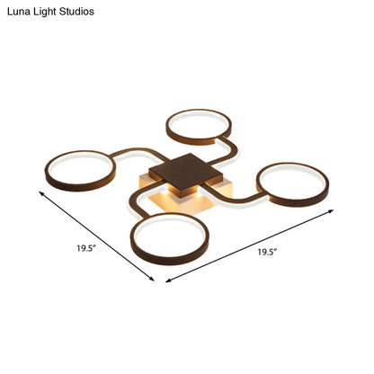 DecorBites™ DecorBites™ Sputnik Nordic Iron Ceiling Flush-Mount Light with Ring Shade - 4/6/8 Head Options, Black