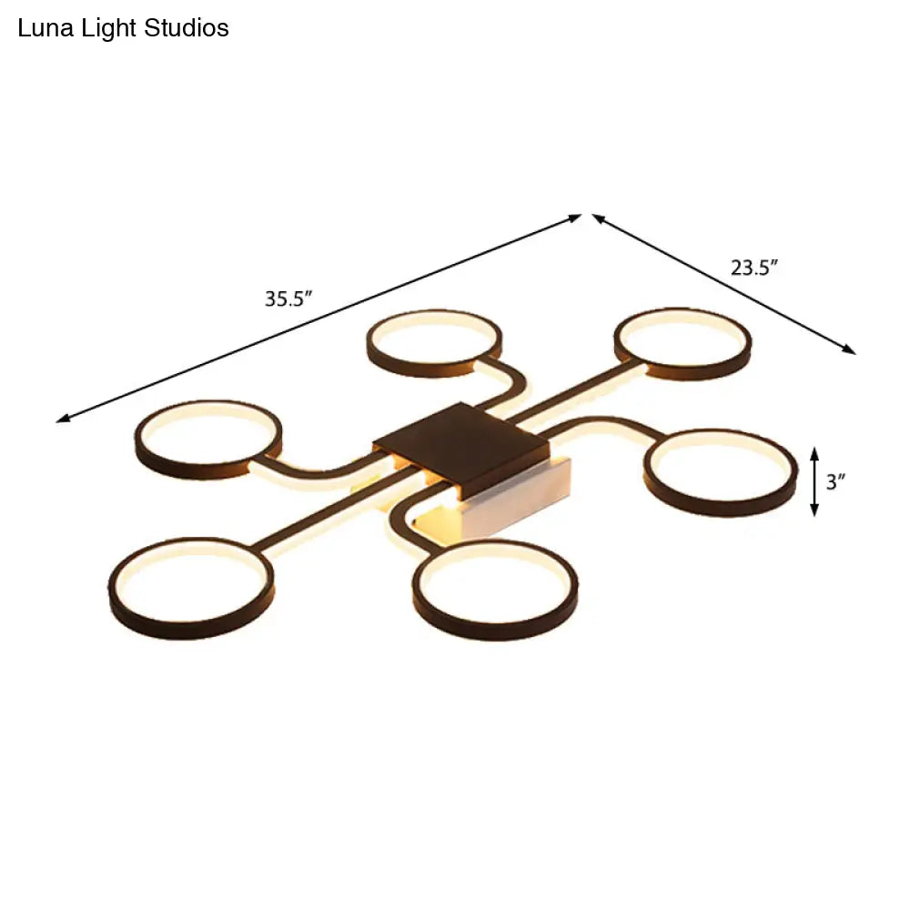 DecorBites™ DecorBites™ Sputnik Nordic Iron Ceiling Flush-Mount Light with Ring Shade - 4/6/8 Head Options, Black