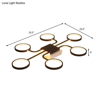 DecorBites™ DecorBites™ Sputnik Nordic Iron Ceiling Flush-Mount Light with Ring Shade - 4/6/8 Head Options, Black