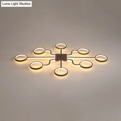 DecorBites™ DecorBites™ Sputnik Nordic Iron Ceiling Flush-Mount Light with Ring Shade - 4/6/8 Head Options, Black