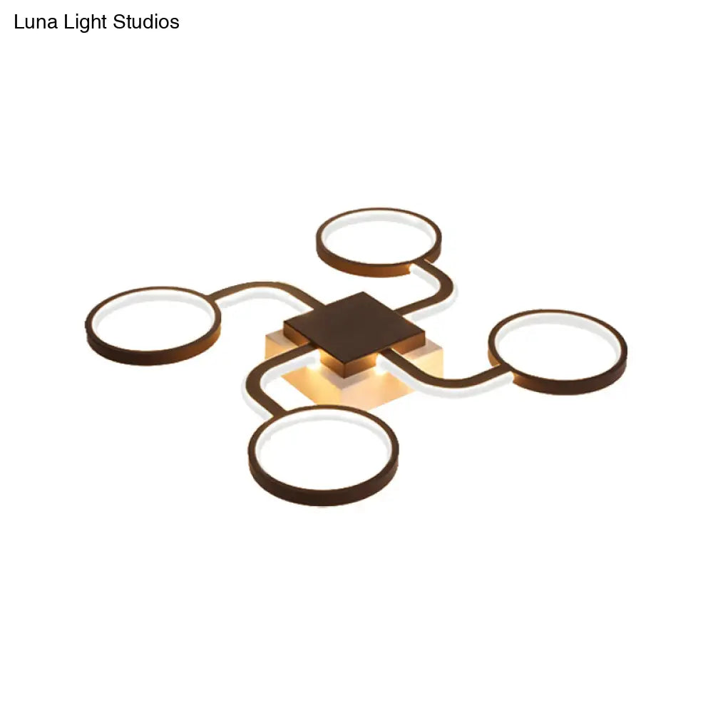 DecorBites™ DecorBites™ Sputnik Nordic Iron Ceiling Flush-Mount Light with Ring Shade - 4/6/8 Head Options, Black