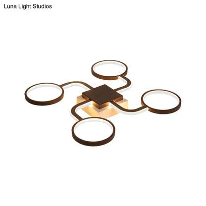 DecorBites™ DecorBites™ Sputnik Nordic Iron Ceiling Flush-Mount Light with Ring Shade - 4/6/8 Head Options, Black