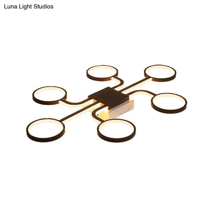 DecorBites™ DecorBites™ Sputnik Nordic Iron Ceiling Flush-Mount Light with Ring Shade - 4/6/8 Head Options, Black