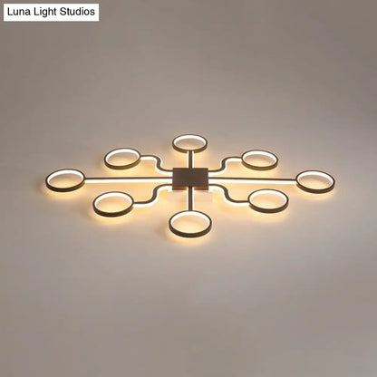 DecorBites™ DecorBites™ Sputnik Nordic Iron Ceiling Flush-Mount Light with Ring Shade - 4/6/8 Head Options, Black