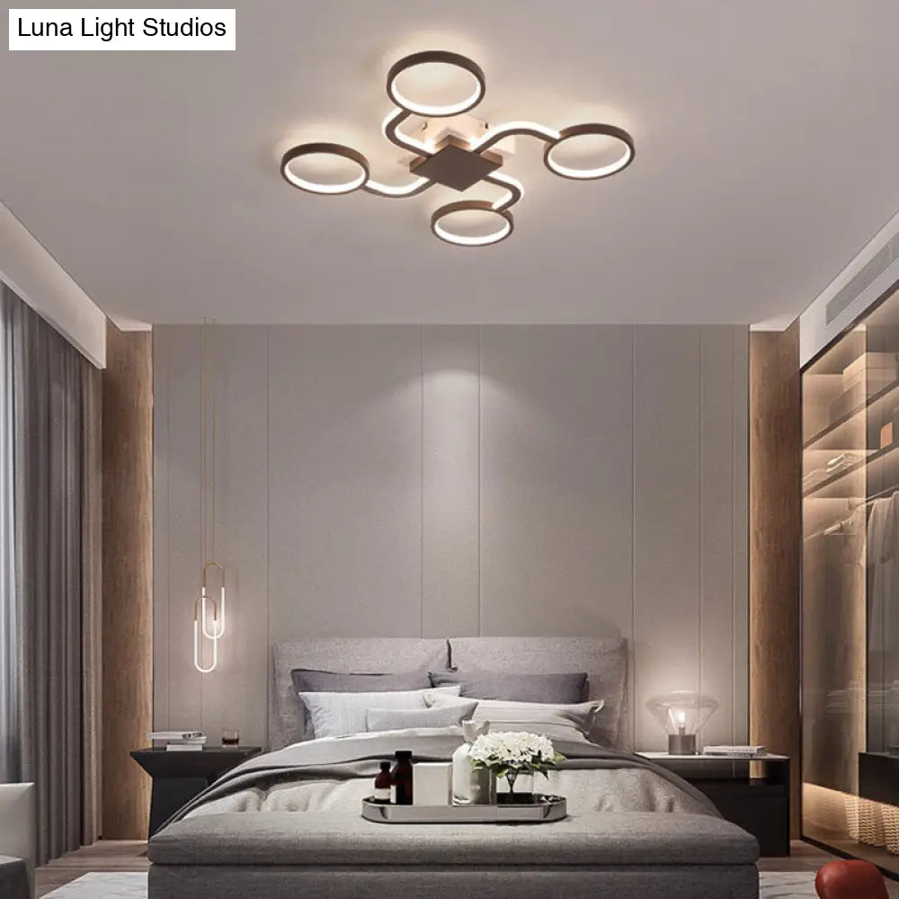 DecorBites™ DecorBites™ Sputnik Nordic Iron Ceiling Flush-Mount Light with Ring Shade - 4/6/8 Head Options, Black