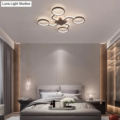 DecorBites™ DecorBites™ Sputnik Nordic Iron Ceiling Flush-Mount Light with Ring Shade - 4/6/8 Head Options, Black