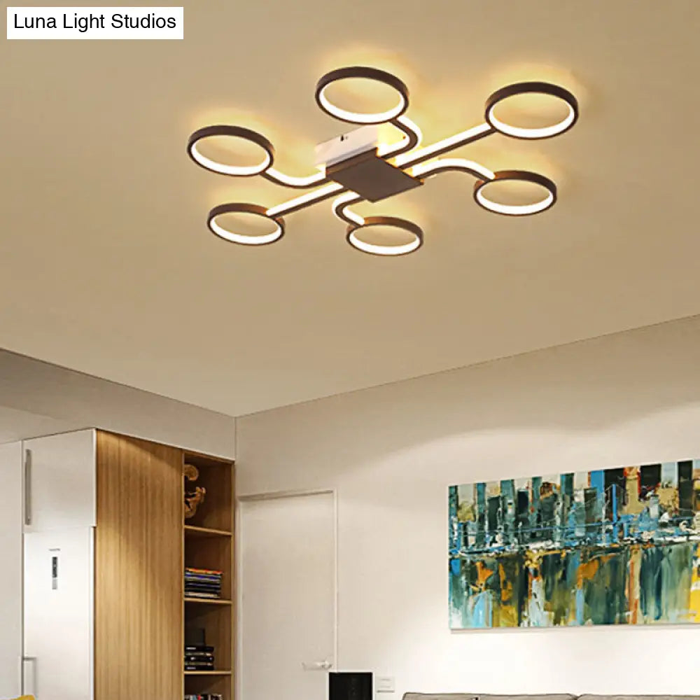 DecorBites™ DecorBites™ Sputnik Nordic Iron Ceiling Flush-Mount Light with Ring Shade - 4/6/8 Head Options, Black