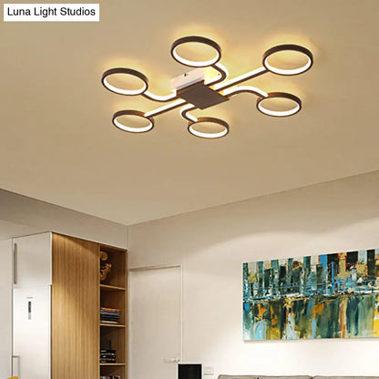 DecorBites™ DecorBites™ Sputnik Nordic Iron Ceiling Flush-Mount Light with Ring Shade - 4/6/8 Head Options, Black