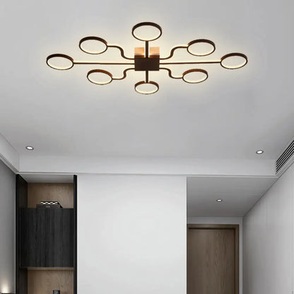 DecorBites™ DecorBites™ Sputnik Nordic Iron Ceiling Flush-Mount Light with Ring Shade - 4/6/8 Head Options, Black