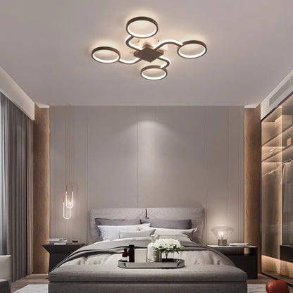 DecorBites™ DecorBites™ Sputnik Nordic Iron Ceiling Flush-Mount Light with Ring Shade - 4/6/8 Head Options, Black