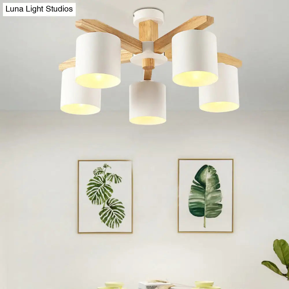 DecorBites™ DecorBites™ Sputnik Wooden Semi Mount Lighting - Nordic 5/6/8-Light Flush Ceiling Light with Metal Shade