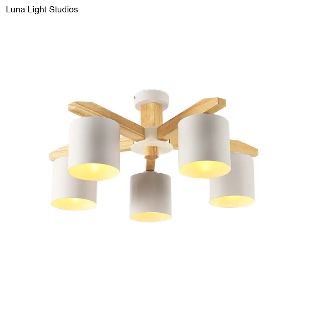DecorBites™ DecorBites™ Sputnik Wooden Semi Mount Lighting - Nordic 5/6/8-Light Flush Ceiling Light with Metal Shade