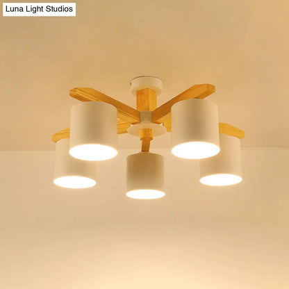 DecorBites™ DecorBites™ Sputnik Wooden Semi Mount Lighting - Nordic 5/6/8-Light Flush Ceiling Light with Metal Shade