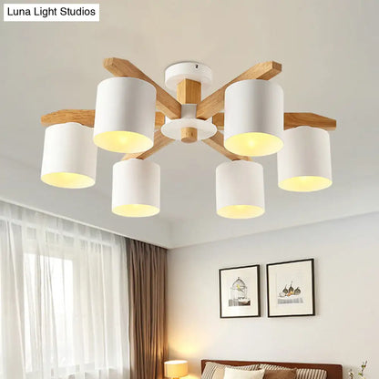 DecorBites™ DecorBites™ Sputnik Wooden Semi Mount Lighting - Nordic 5/6/8-Light Flush Ceiling Light with Metal Shade