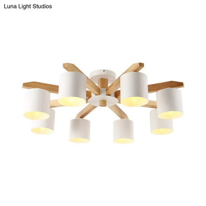 DecorBites™ DecorBites™ Sputnik Wooden Semi Mount Lighting - Nordic 5/6/8-Light Flush Ceiling Light with Metal Shade