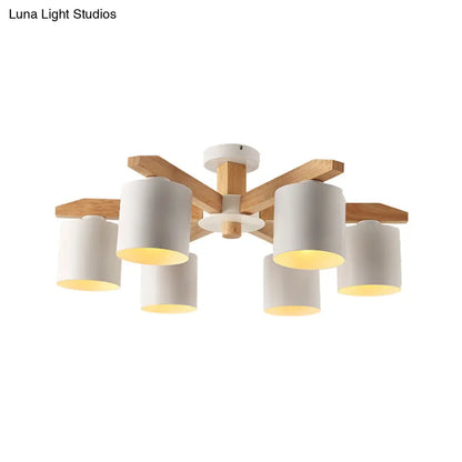 DecorBites™ DecorBites™ Sputnik Wooden Semi Mount Lighting - Nordic 5/6/8-Light Flush Ceiling Light with Metal Shade