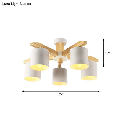 DecorBites™ DecorBites™ Sputnik Wooden Semi Mount Lighting - Nordic 5/6/8-Light Flush Ceiling Light with Metal Shade