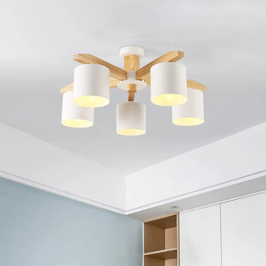DecorBites™ DecorBites™ Sputnik Wooden Semi Mount Lighting - Nordic 5/6/8-Light Flush Ceiling Light with Metal Shade