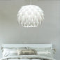 Squama Pendant Light - Arc Deco Plastic Ceiling Pendant for Bedroom - 1 Light, White - 12"/16" Wide