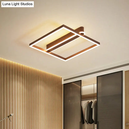 DecorBites™ DecorBites™ Square Acrylic LED Flushmount Light in Gold/Coffee Finish for Bedroom Ceiling