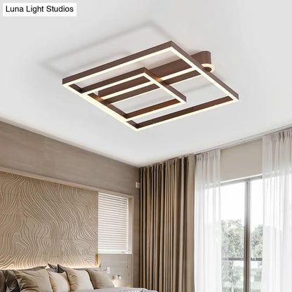 DecorBites™ DecorBites™ Square Acrylic LED Flushmount Light in Gold/Coffee Finish for Bedroom Ceiling