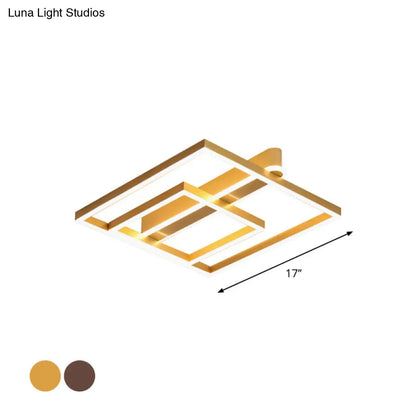 DecorBites™ DecorBites™ Square Acrylic LED Flushmount Light in Gold/Coffee Finish for Bedroom Ceiling