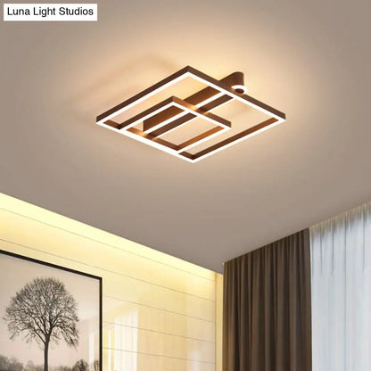 DecorBites™ DecorBites™ Square Acrylic LED Flushmount Light in Gold/Coffee Finish for Bedroom Ceiling