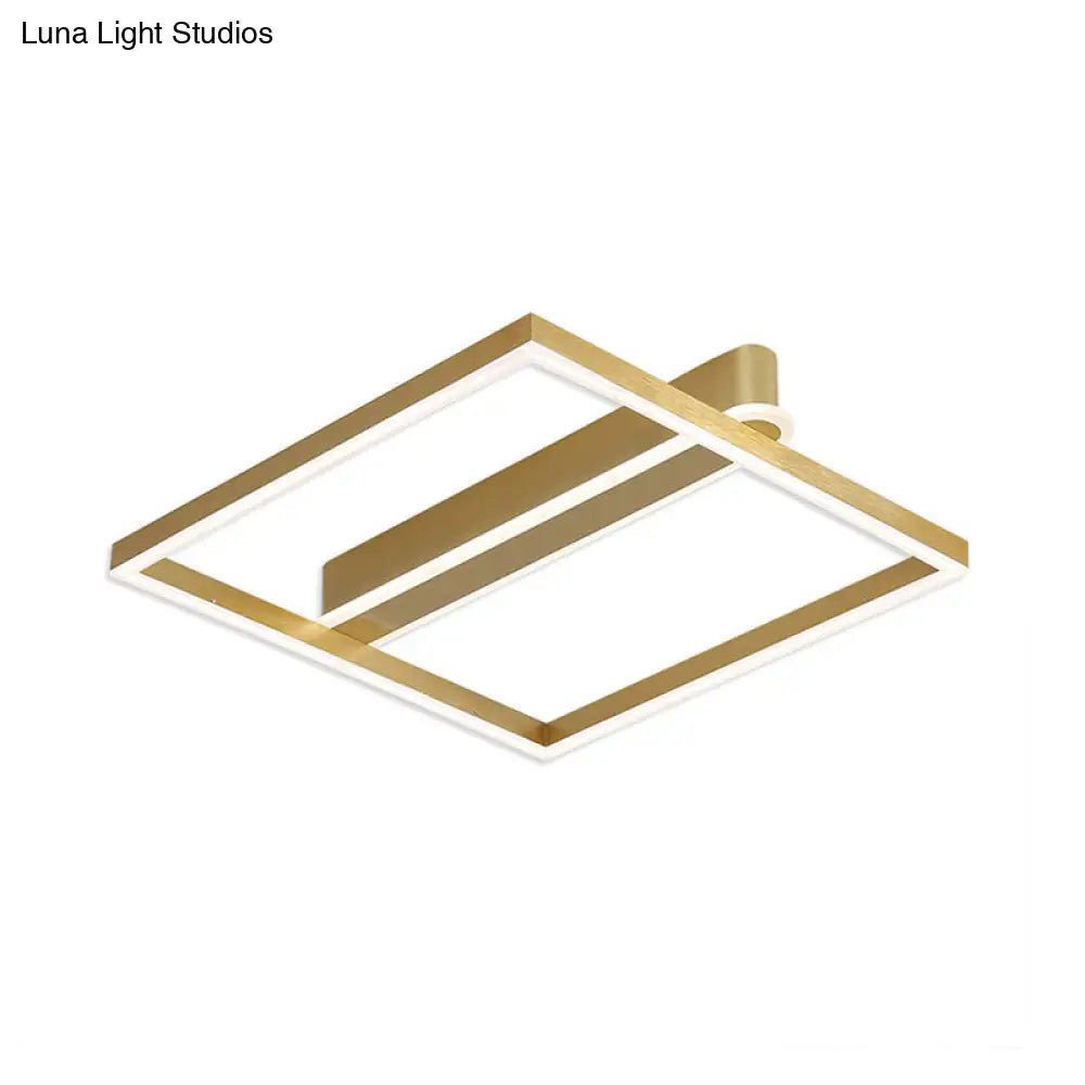 DecorBites™ DecorBites™ Square Acrylic LED Flushmount Light in Gold/Coffee Finish for Bedroom Ceiling
