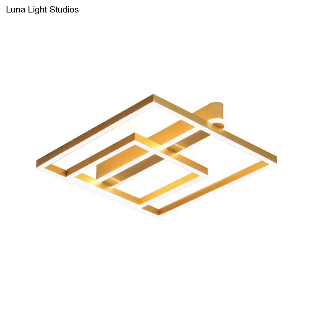 DecorBites™ DecorBites™ Square Acrylic LED Flushmount Light in Gold/Coffee Finish for Bedroom Ceiling