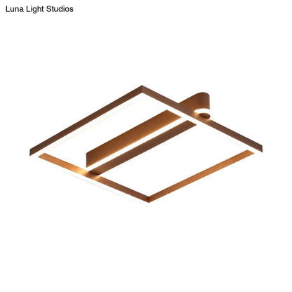 DecorBites™ DecorBites™ Square Acrylic LED Flushmount Light in Gold/Coffee Finish for Bedroom Ceiling