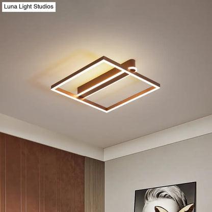 DecorBites™ DecorBites™ Square Acrylic LED Flushmount Light in Gold/Coffee Finish for Bedroom Ceiling