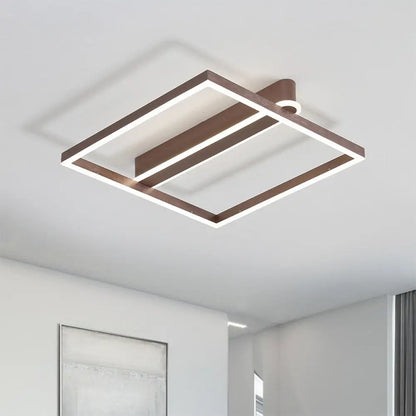 DecorBites™ DecorBites™ Square Acrylic LED Flushmount Light in Gold/Coffee Finish for Bedroom Ceiling