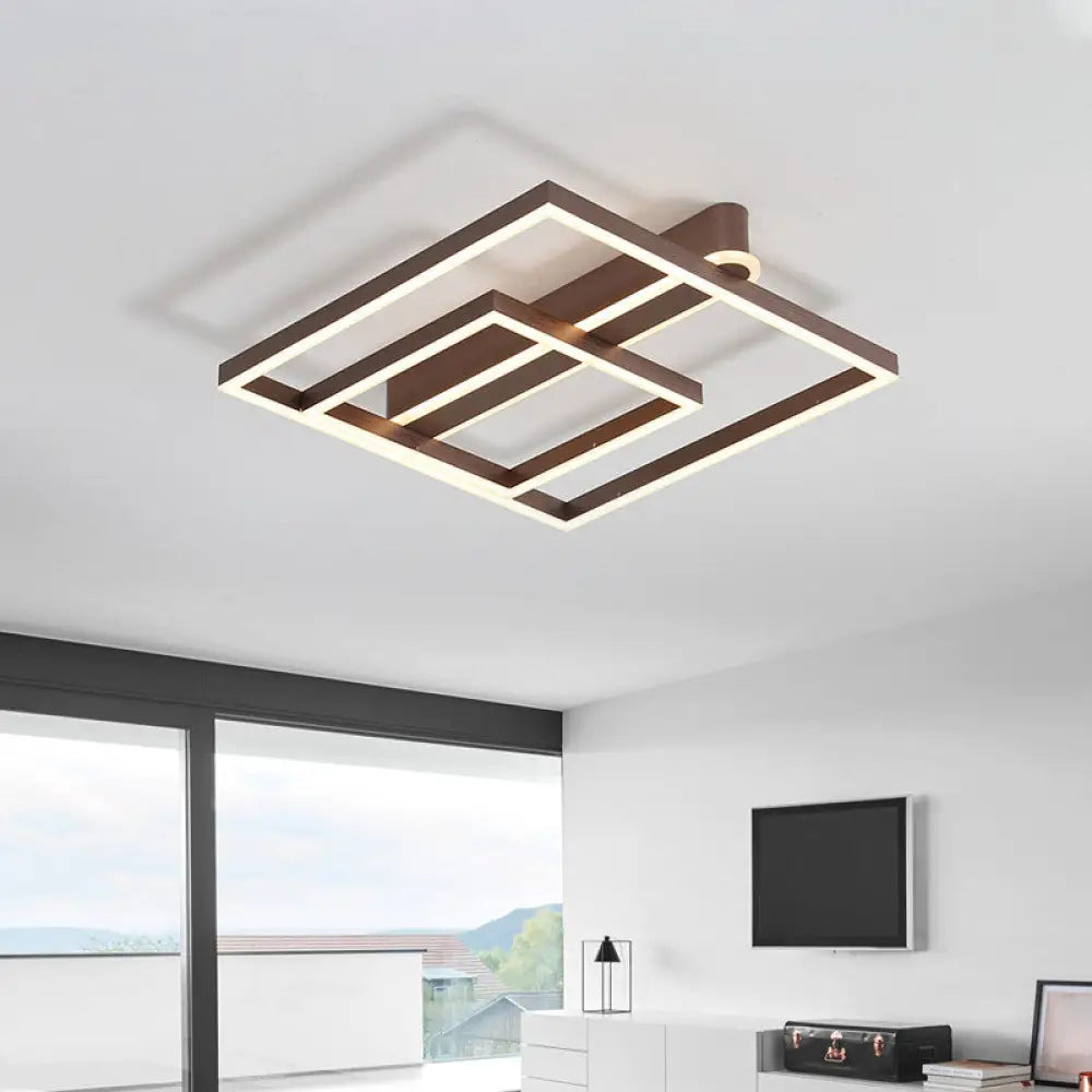 DecorBites™ DecorBites™ Square Acrylic LED Flushmount Light in Gold/Coffee Finish for Bedroom Ceiling