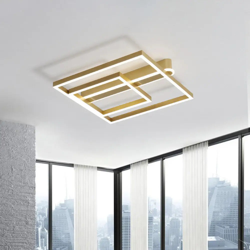 DecorBites™ DecorBites™ Square Acrylic LED Flushmount Light in Gold/Coffee Finish for Bedroom Ceiling