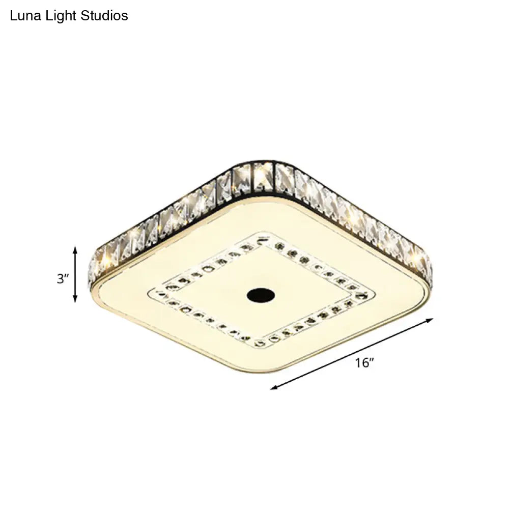 DecorBites™ DecorBites™ Square Flush Ceiling Light - Modern Rectangle-Cut Crystal LED - Black Fixture for Living Room
