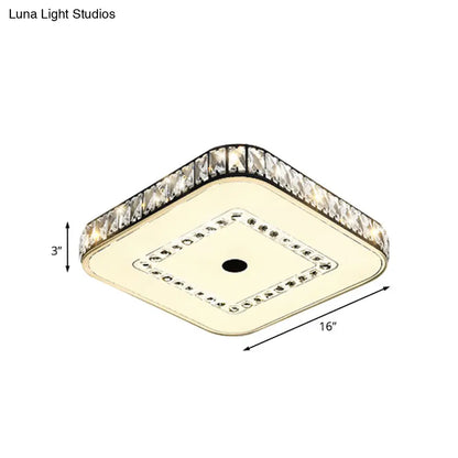 DecorBites™ DecorBites™ Square Flush Ceiling Light - Modern Rectangle-Cut Crystal LED - Black Fixture for Living Room