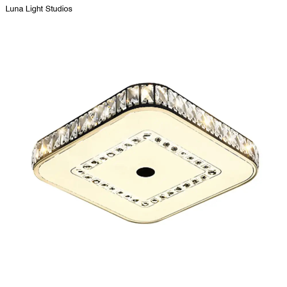 DecorBites™ DecorBites™ Square Flush Ceiling Light - Modern Rectangle-Cut Crystal LED - Black Fixture for Living Room